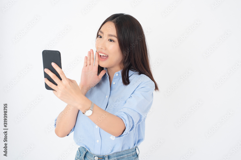 Attractive Asian woman portrait on white background Attractive Asian woman portrait on white background