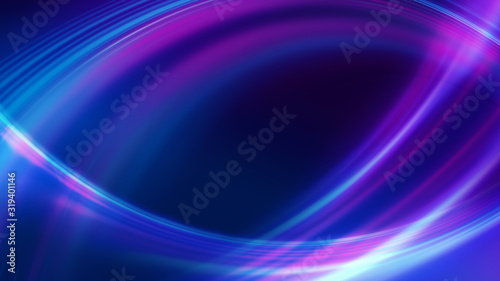 Dark blue abstract background with ultraviolet neon glow  blurry light lines  waves