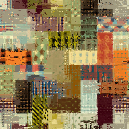 Vector image with imitation of grunge datamoshing texture.