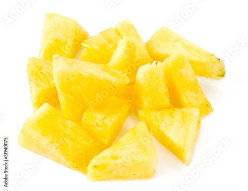 pieces of pineapple isolated on white