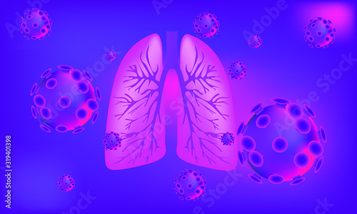 Flu or coronavirus, Lung organ. realistic concept of a pandemic or viral infection, vector