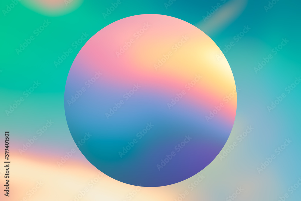 Abstract background in pastel gradient colors with a sphere