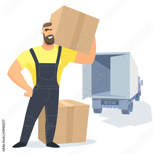 Vector logistics_Logistics loader with box loading parcels