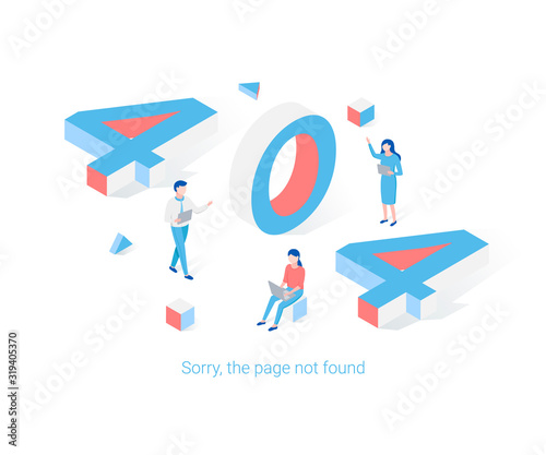 Error 404 page isometric design concept.