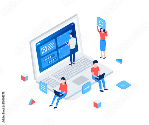 Web development, ui or ux isometric concept.