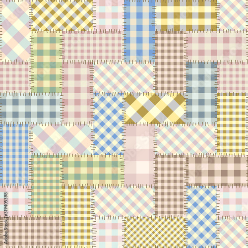 Patchwork textile pattern. Seamless quilting design background.