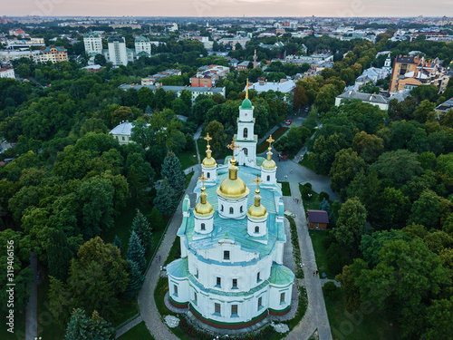 Canvastavla Top view of Assumption Cathedral in Poltava, Ukraine