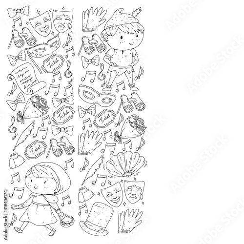 Illustration of a Children's Performing on Stage. Theatre with kids