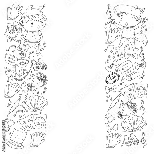 Illustration of a Children's Performing on Stage. Theatre with kids