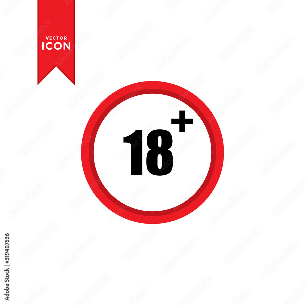 Under 18 years icon vector. Under 18 years sign mark icon symbol illustration. Flat design style on white background. Under 18 years icon vector. Under 18 years sign mark icon symbol illustration. Flat design style on white background.