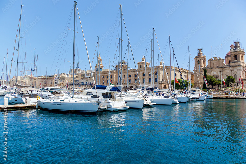 A beautiful seaport with yachts