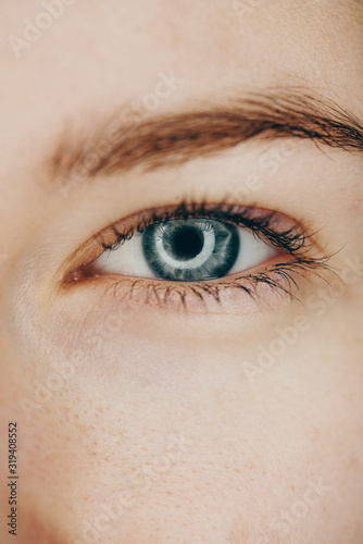 eyebrow and blue eye