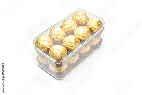 Bangkok Thailand- March 15, 2018: Ferrero Rocher is a chocolate sweet made by Italian Ferrero Spa. Rocher comes from French and means 