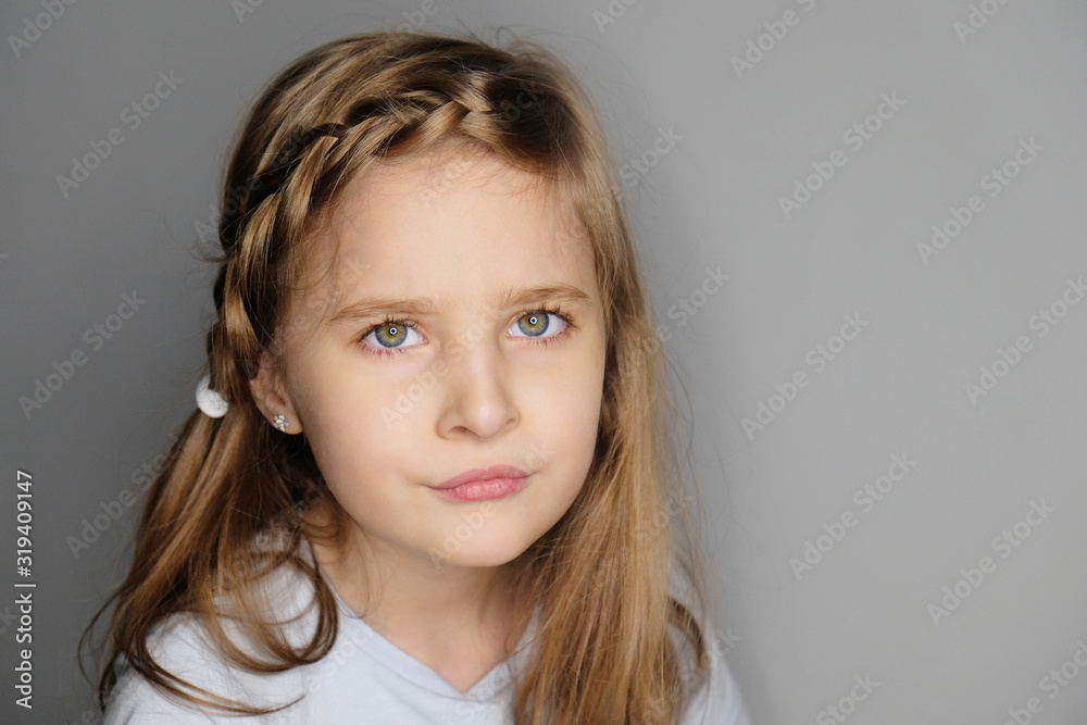 Close-up portrait of beautiful upset little girl Close-up portrait of beautiful upset little girl