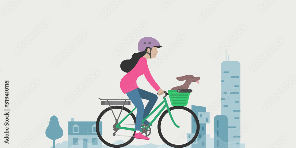 Fototapeta premium Woman cycling commuter, e-bike, Electric bicycle