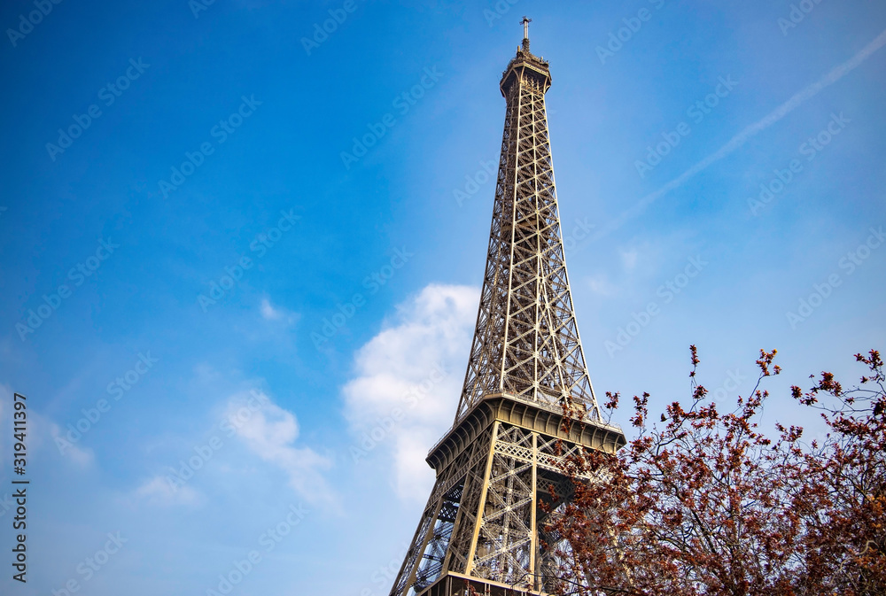 Eiffel tower with blue sky, Paris. France