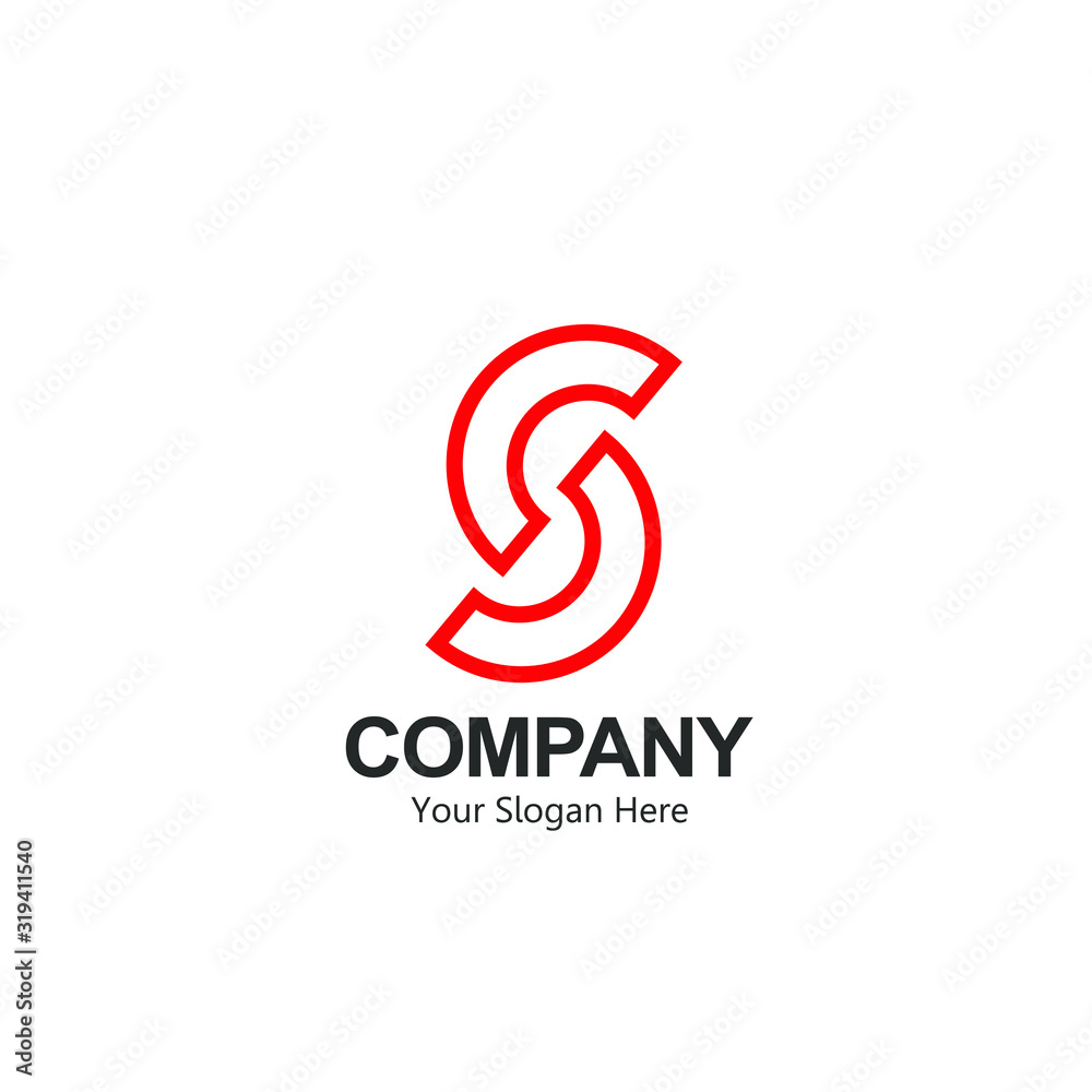 the letter S logo with line art. red texture. isolated white. logos for companies and graphic design. illustration vector