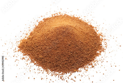 Coconut, palm sugar pile isolated on white background