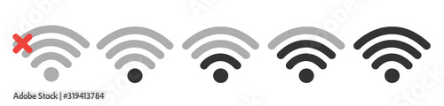 Wifi Wireless Lan Internet Signal Flat Icons For Apps Or Websites - Isolated On white Background