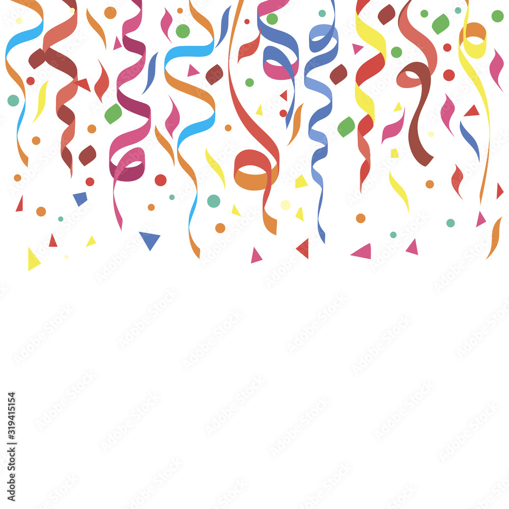 Vector illustration of a colorful party background with confetti and space for your text.