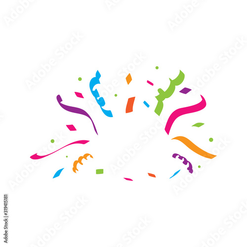 Vector illustration of a colorful party background with confetti and space for your text on white background