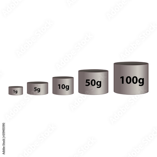 Vector scales Icon, isolated on white bacground1g 5g 10g 50g 100g vector illustration