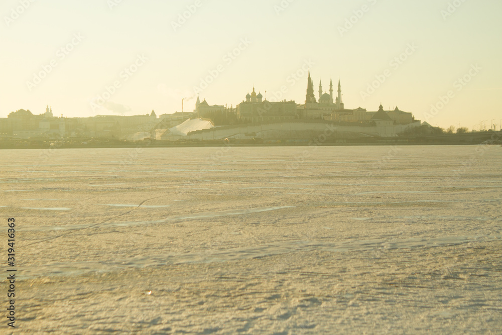 Cityscape with snow