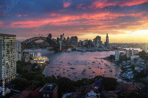 sunset,  Sydney harbor, New South Wales, Australia photo