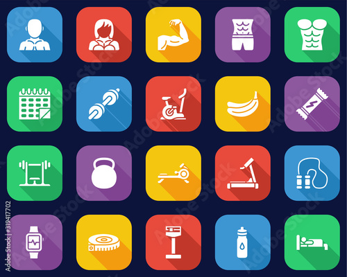 Bodybuilding Icons Flat Design Set Big