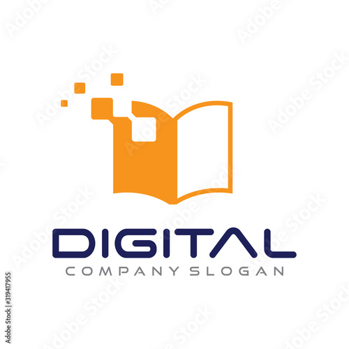 Book Data, Book Digital Logo Vector