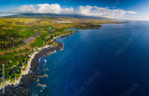 Leinwand Poster Aerial panorama of the western coastline of the Big Island, Hawaii