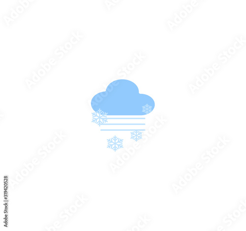 Flat design vector weather forecast icons - foggy weather with snow. Blue cloud and fog and snowflakes closeup isolated