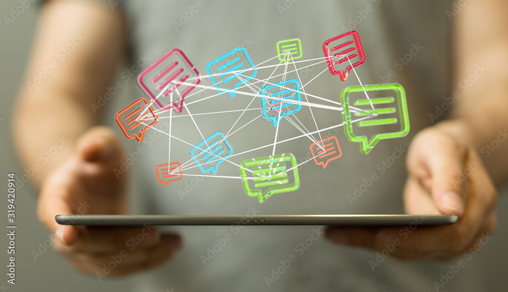 speech bubbles. People Chatting. Vector illustration of a communication concept, relating to feedback speech bubbles. People Chatting. Vector illustration of a communication concept, relating to feedback