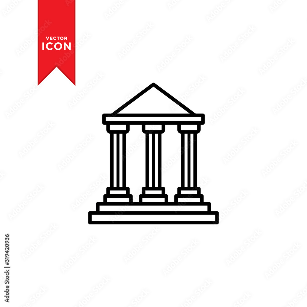 Bank icon vector. Money sign on bank icon. Flat design style on white background. Bank icon vector. Money sign on bank icon. Flat design style on white background.