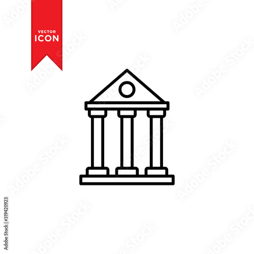 Bank icon vector. Money sign on bank icon. Flat design style on white background.