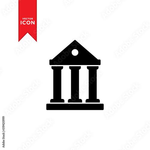 Bank icon vector. Money sign on bank icon. Flat design style on white background.