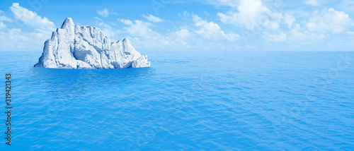 Iceberg in ocean. Hidden threat or danger concept. 3d illustration. © Andrey Kuzmin