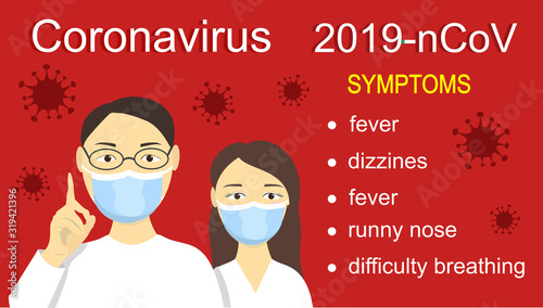 2019-nCoV Novel Corona virus concept. Respiratory Syndrome from Wuhan city. Symptoms. Chinese infection