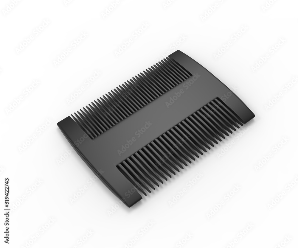 Blank Two Sided Hair And Beard Comb For branding. 3d render illustration.