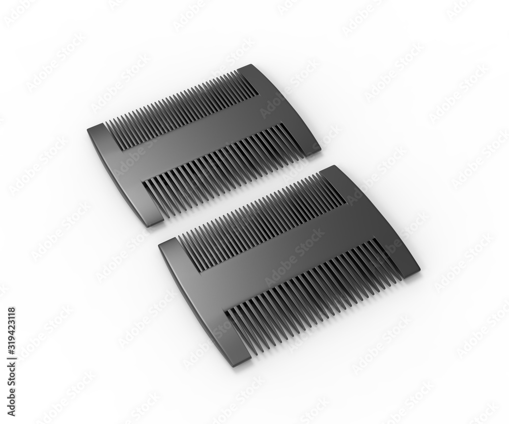 Blank Two Sided Hair And Beard Comb For branding. 3d render illustration. Blank Two Sided Hair And Beard Comb For branding. 3d render illustration.