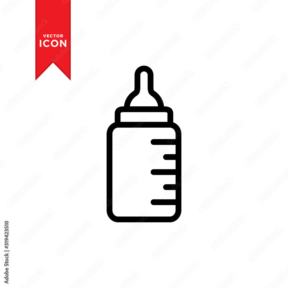 Baby milk bottle icon vector. Simple design on white background. Baby milk bottle icon vector. Simple design on white background.