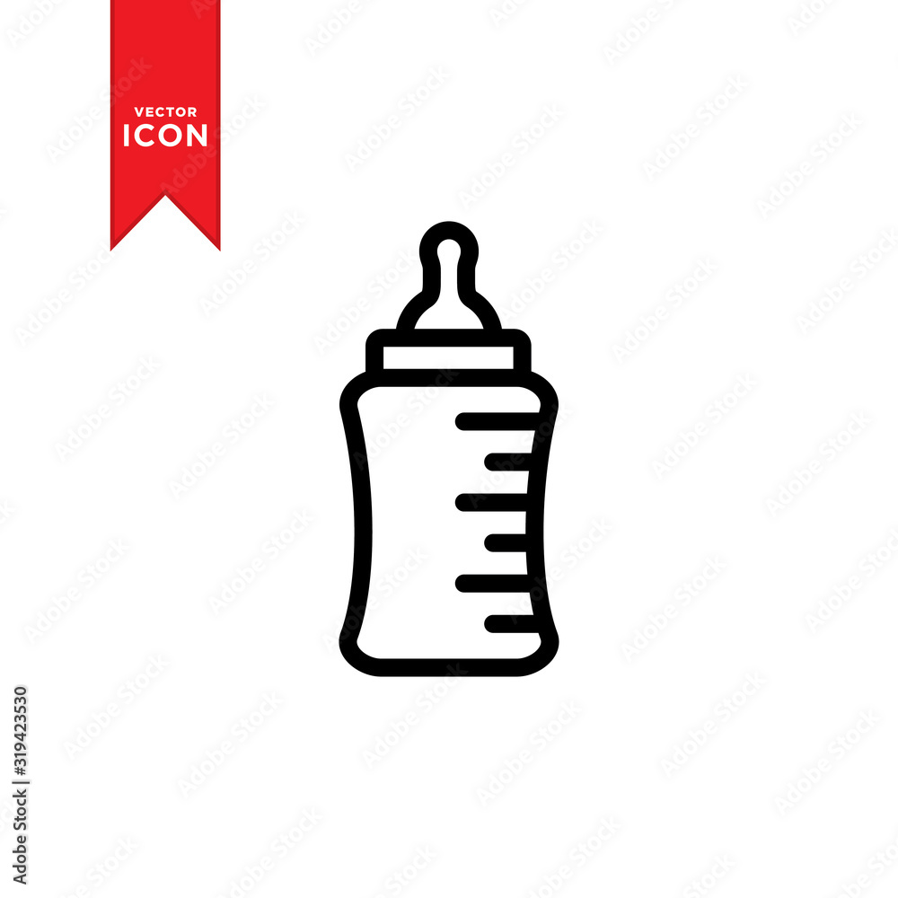 Baby milk bottle icon vector. Simple design on white background. Baby milk bottle icon vector. Simple design on white background.