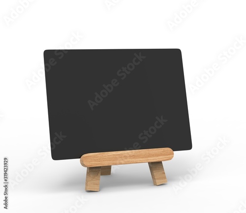 Fototapeta Naklejka Na Ścianę i Meble -  Advertising picture calendar display blank art board  mini easel wooden stand or standee template mock up. 3d render illustration.