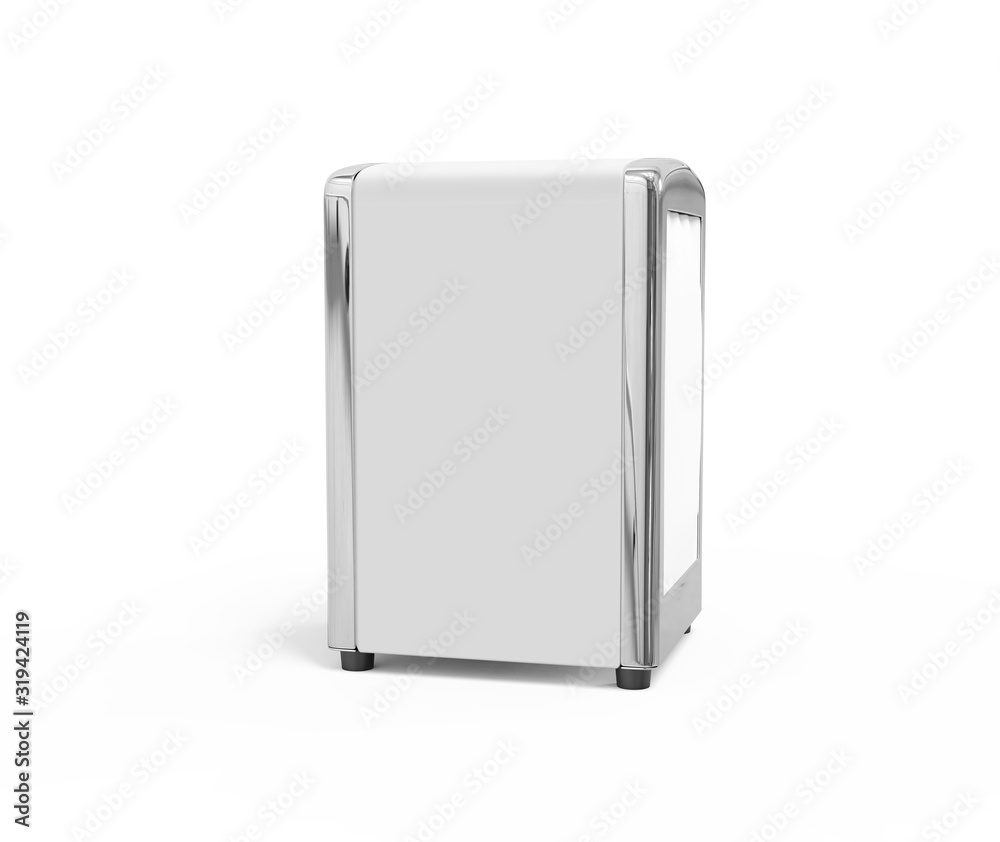 Blank napkin holder for promotional branding. 3d render illustration. Blank napkin holder for promotional branding. 3d render illustration.