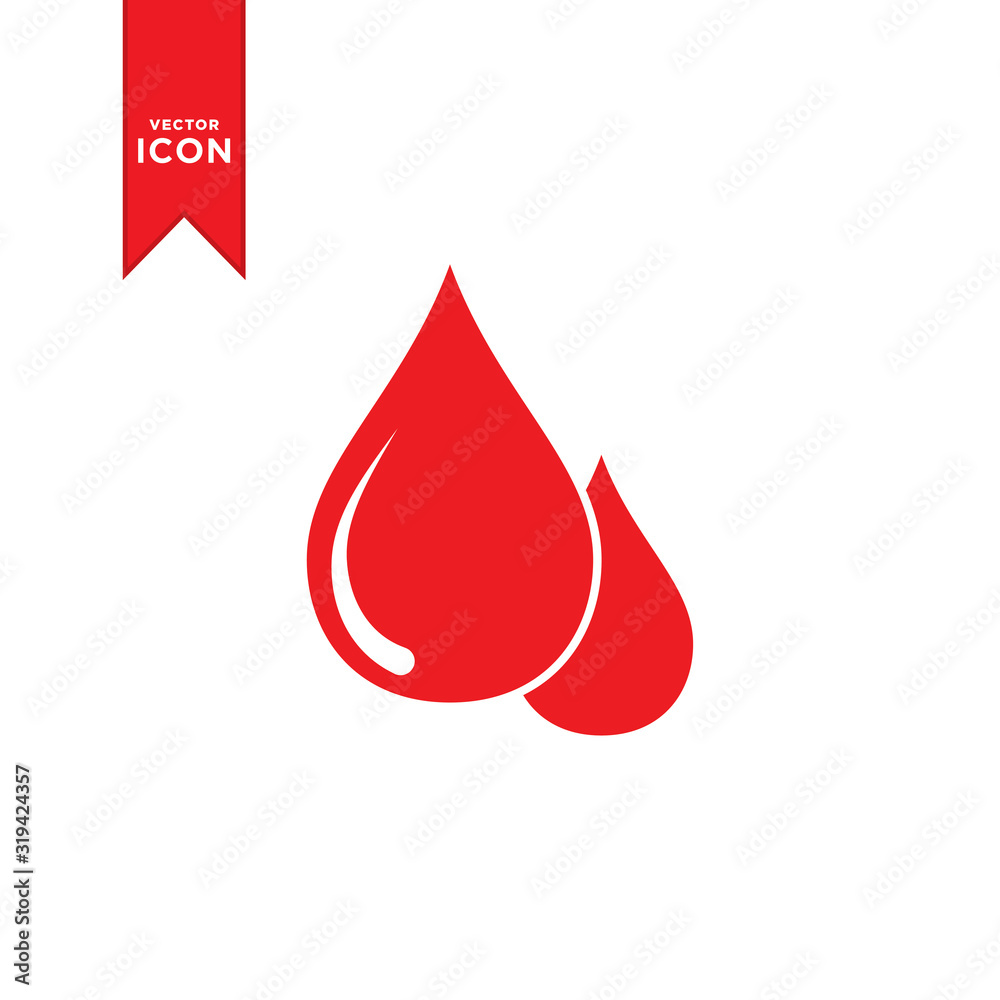 Blood drop icon vector. Red drop icon design on white background. Blood drop icon vector. Red drop icon design on white background.