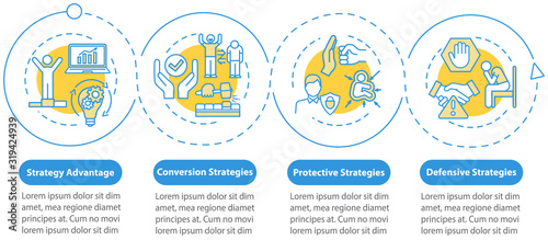 Business advantage vector infographic template. Goal building presentation design elements. Data visualization with 4 steps. Process timeline chart. Workflow layout with linear icons