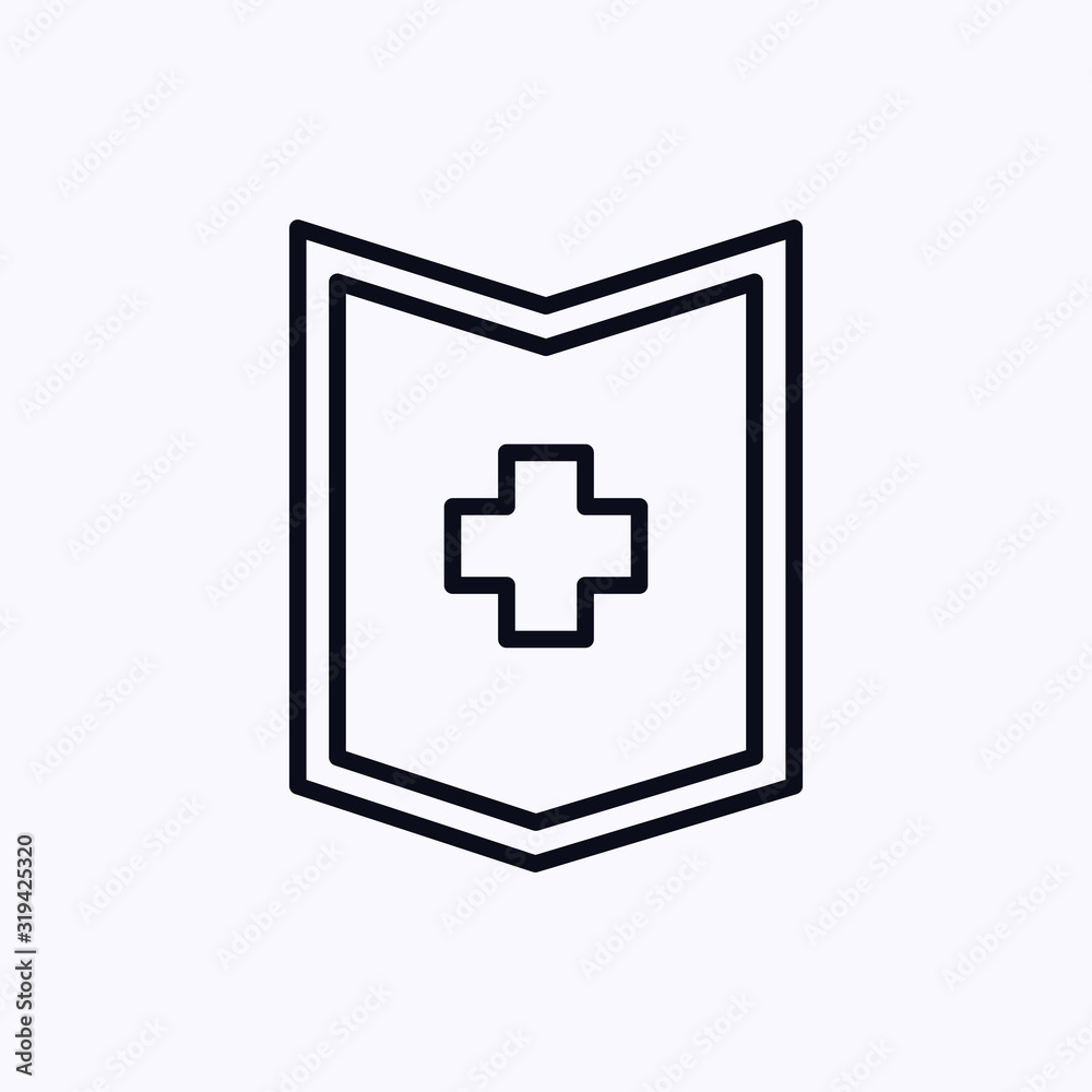 Hospital sign on shield icon thin line Hospital sign on shield icon thin line