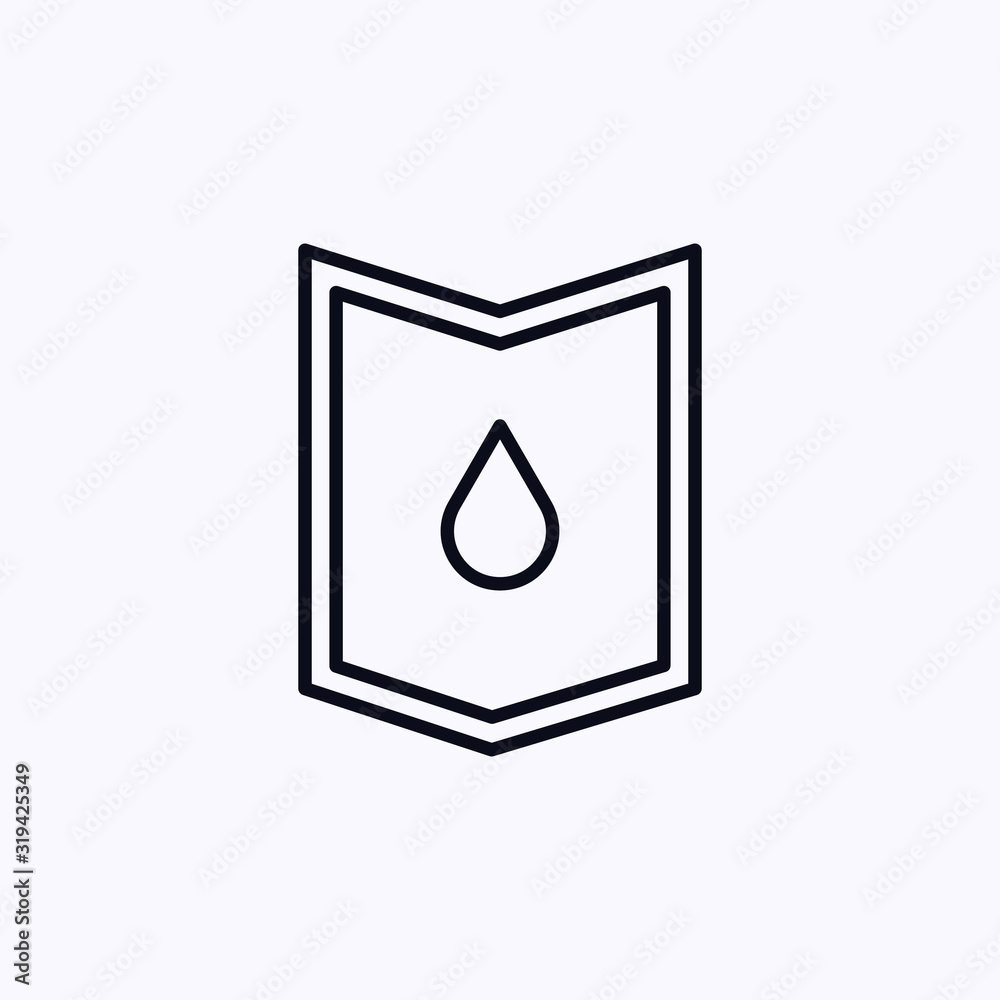 Blood drop on shield icon thin line Blood drop on shield icon thin line