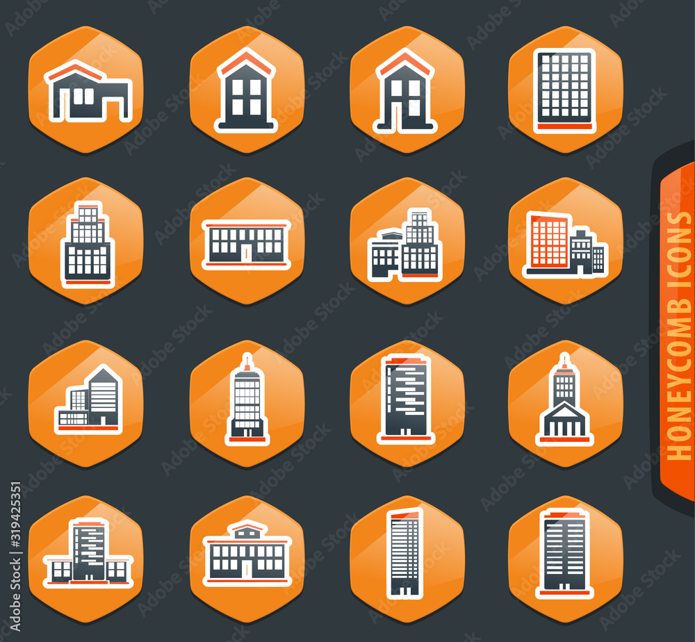 Buildings icons set Buildings icons set