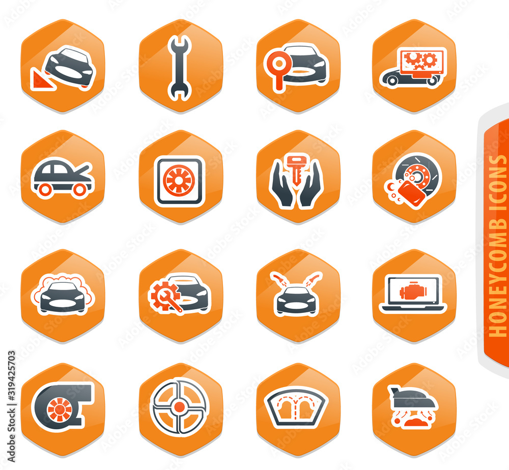 Car shop icons set